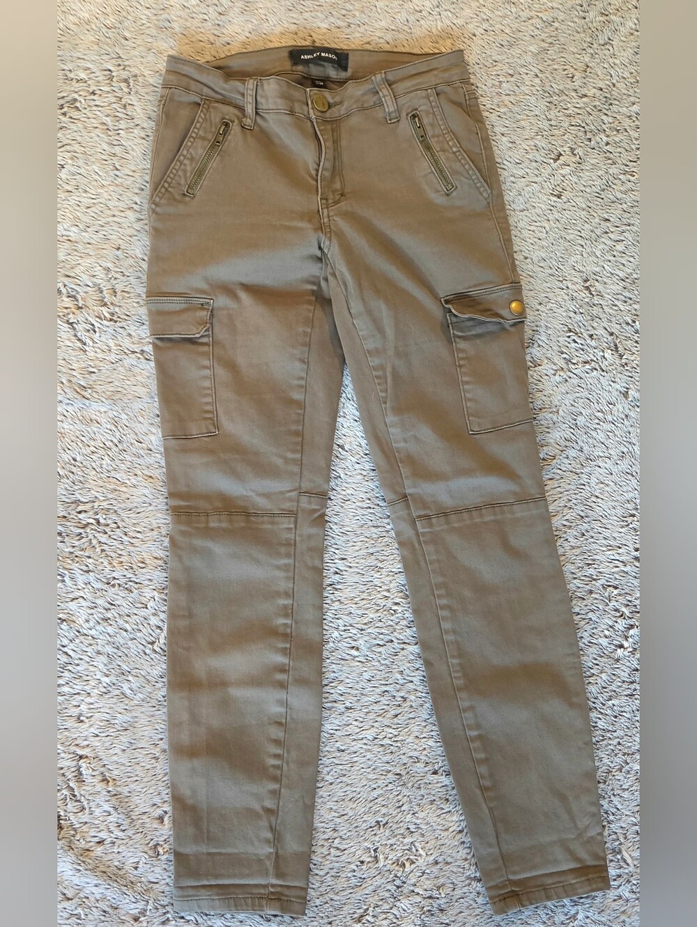Ashley Mason Olive Green Cargo Skinny Jeans for Women Sz 7/28